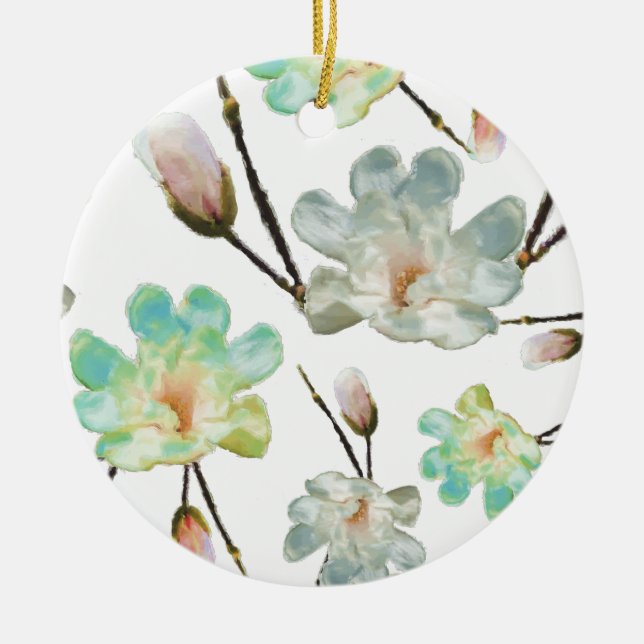 Ornamento del círculo del patrón de magnolia (Frente)