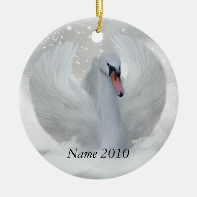 Ornamento del cisne del navidad - su personalizar (Frente)