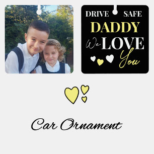 Ornamento del coche de fotos amarillo de Drive Saf