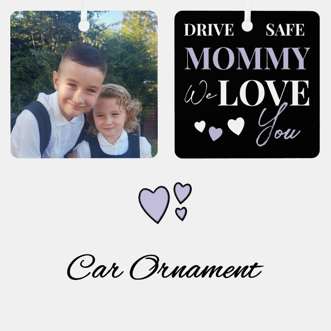 Ornamento del coche de fotos púrpura de Drive Safe (Subido por el creador)
