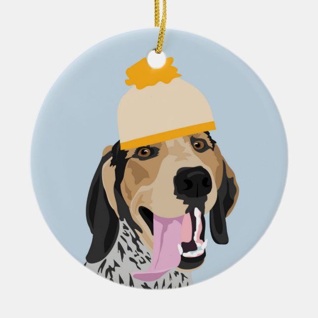 Ornamento del Coonhound del gorra de la mostaza (Frente)