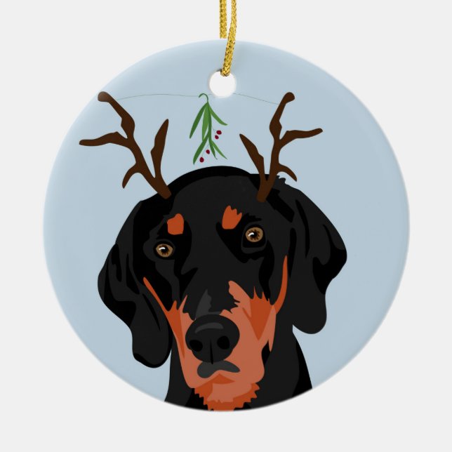 Ornamento del Coonhound del muérdago (Frente)