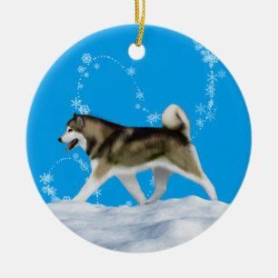 Ornamento del copo de nieve del Malamute de Alaska