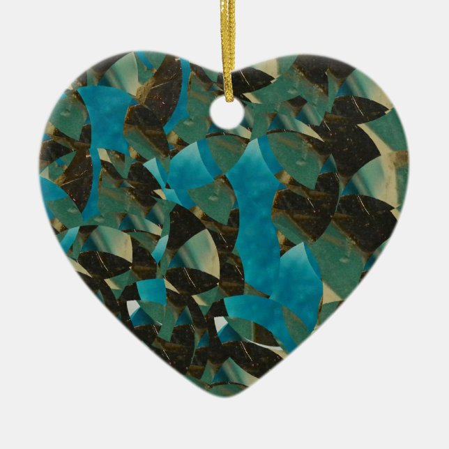 Ornamento del Corazón Azul Mosaico (Frente)