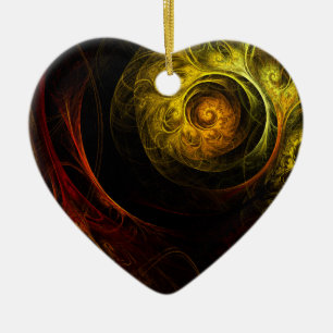 Ornamento del Corazón de Arte de Sunrise Floral Re