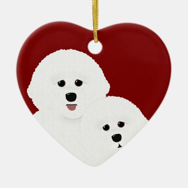 Ornamento del corazón de Bichon Frise (Frente)