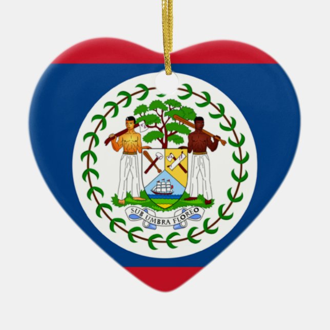 Ornamento del corazón de la bandera de Belice (Frente)