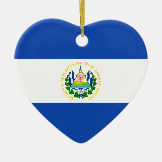 Ornamento del corazón de la bandera de El Salvador (Frente)