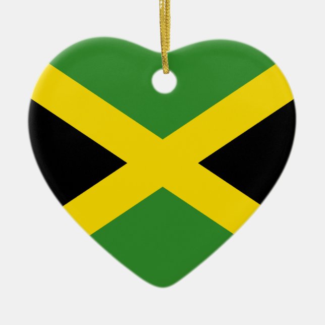 Ornamento del corazón de la bandera de Jamaica (Frente)