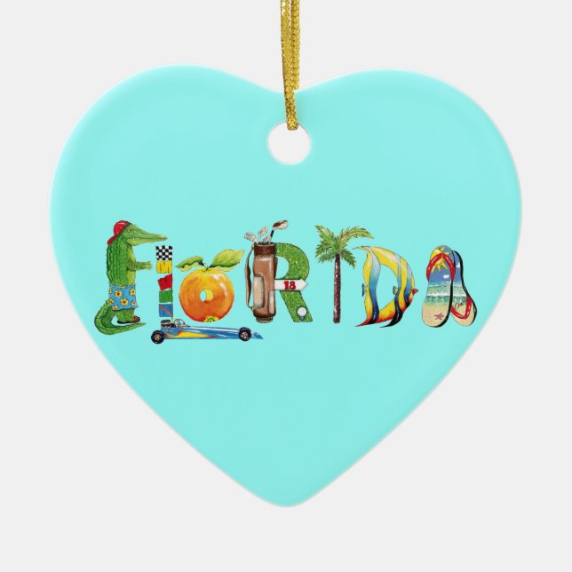 Ornamento del corazón de la Florida (Frente)