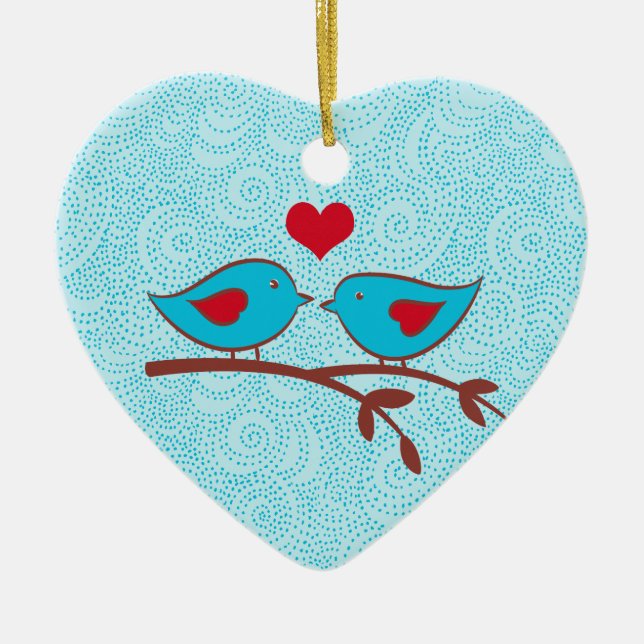 Ornamento del corazón de los pájaros del amor (Frente)