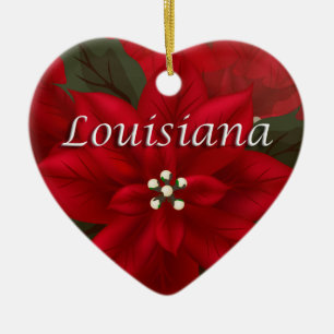 Ornamento del corazón de Louisiana Red Poinsettia