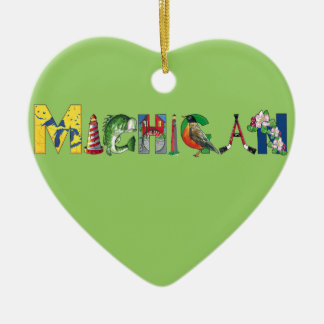 Ornamento del corazón de Michigan