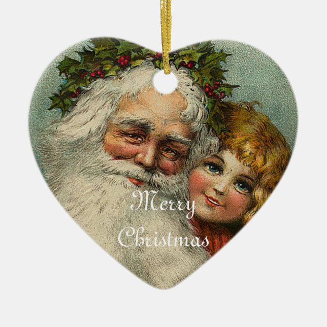 Ornamento del corazón de Navidad del padre de Sant (Frente)