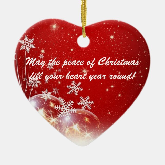 Ornamento del corazón de paz de los navidades (Frente)