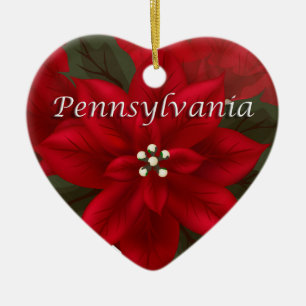 Ornamento del corazón de Pensilvania Poinsettia