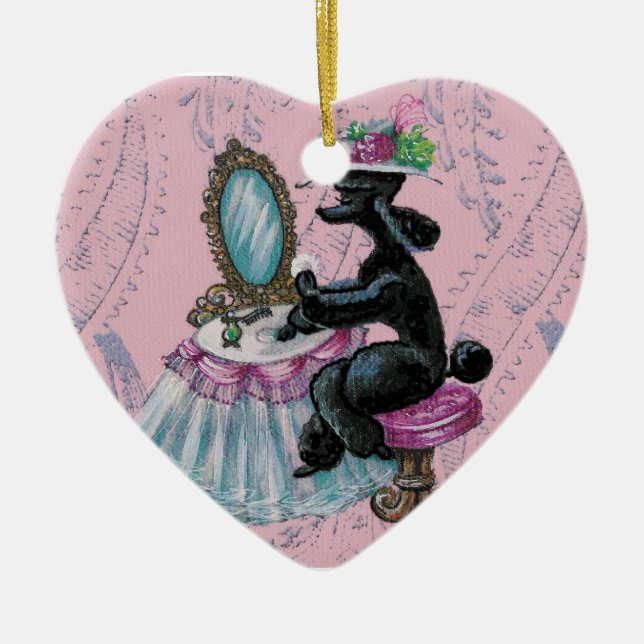 Ornamento del corazón del arte retro de Poodle Neg (Frente)