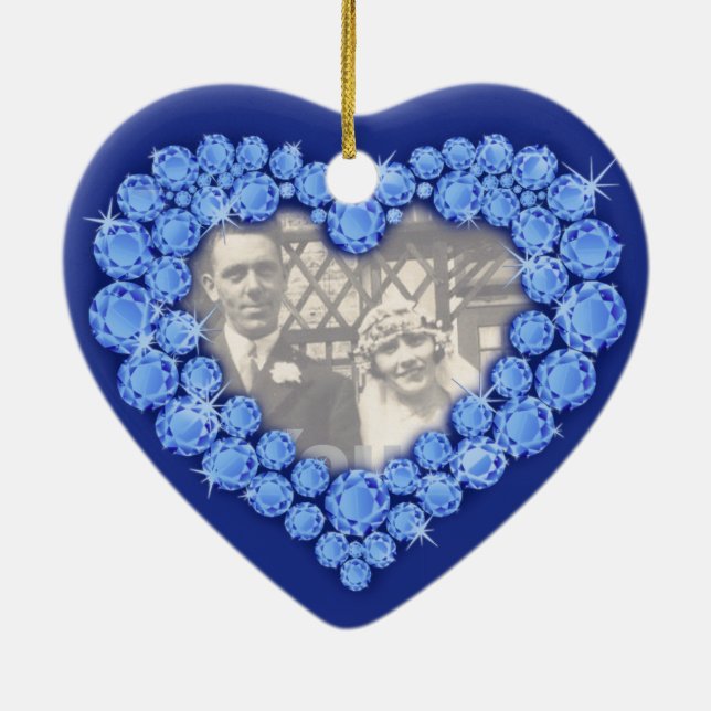 Ornamento del corazón del Boda de Sapphire (Atrás)