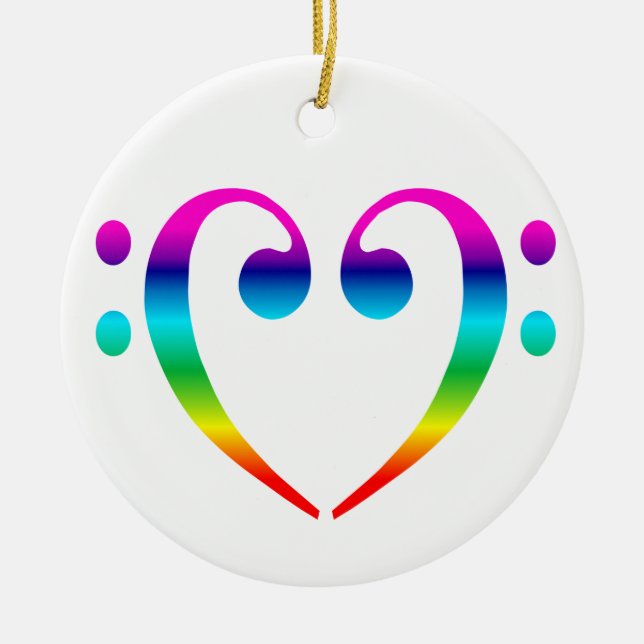 Ornamento del corazón del Clef bajo del arco iris (Frente)