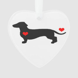 Ornamento del corazón del Dachshund del amor