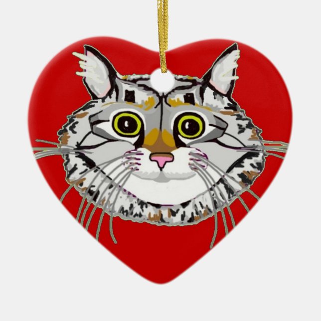 Ornamento del corazón del gato de Tabby (Frente)