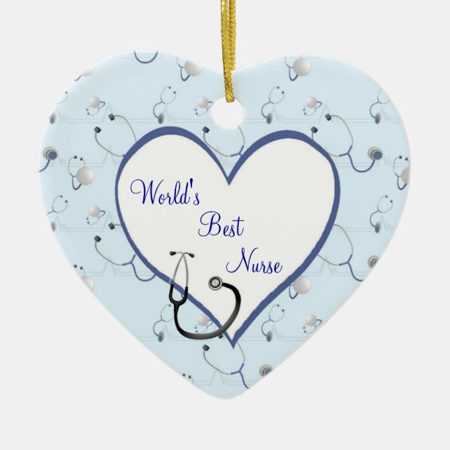 Ornamento del corazón del navidad del estetoscopio (Frente)