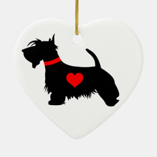 Ornamento del corazón del perro del escocés