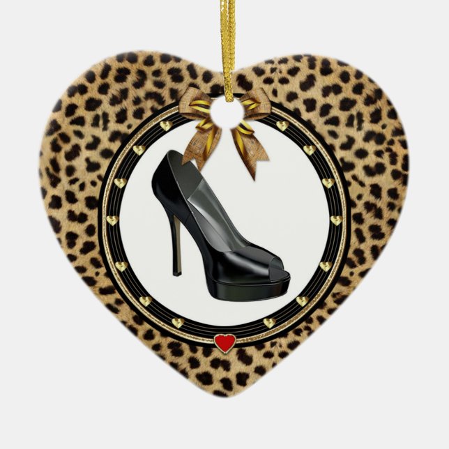 Ornamento del corazón personalizado de Black Stile (Frente)