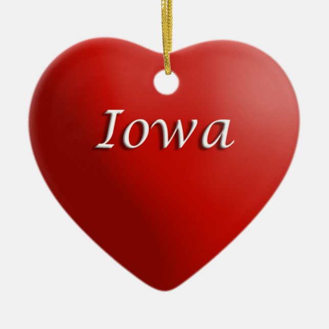 Ornamento del corazón rojo de Iowa (Frente)