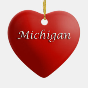 Ornamento del corazón rojo de Michigan