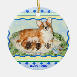 Ornamento del Corgi de la "hora feliz"