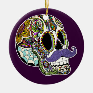 Ornamento del cráneo del azúcar del bigote (color)