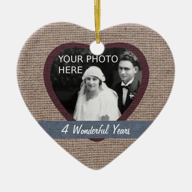 Ornamento del cuarto aniversario del Boda "Linen" (Frente)