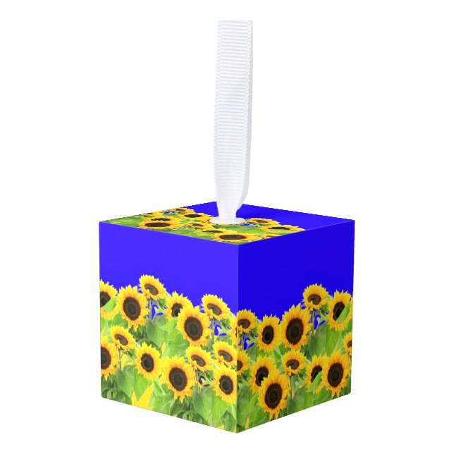 Ornamento del cubo de girasoles (Anverso en perspectiva)