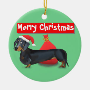 Ornamento del Dachshund de Santa de las Felices