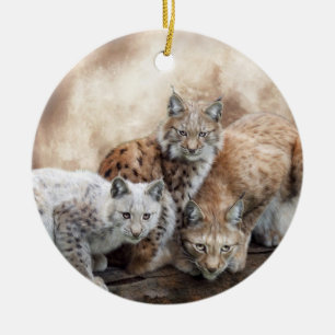 Ornamento del día de fiesta de la luna del lince