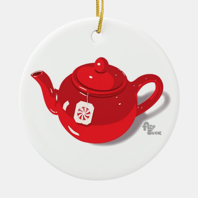 Ornamento del día de fiesta de la tetera de la (Frente)