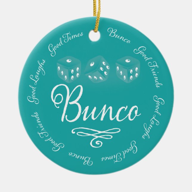 Ornamento del día de fiesta de los dados de Bunco (Frente)
