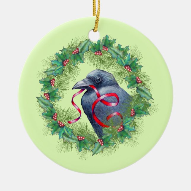 Ornamento del día de fiesta del cuervo del navidad (Frente)