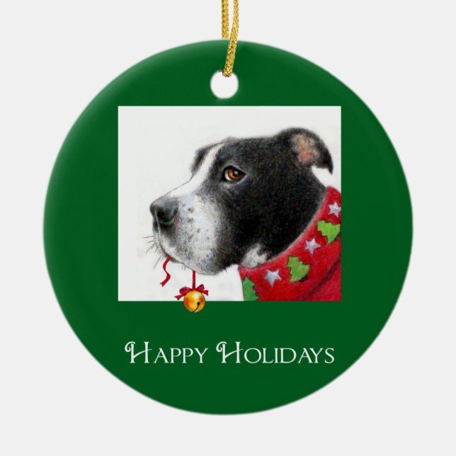 Ornamento del día de fiesta del pitbull (Frente)