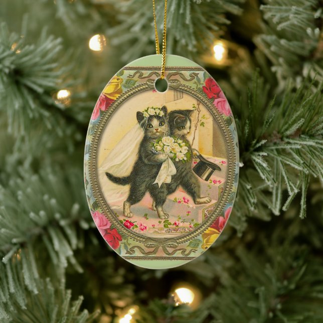 Ornamento del Día de la Novia Gato y la Boda de Gr (Árbol)