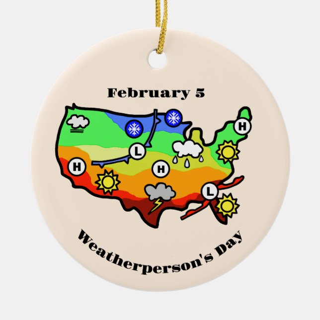 Ornamento del Día del Clima con mapa de previsión  (Frente)