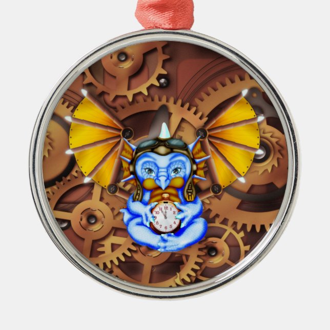 Ornamento del dragón del steampunk "cinco a doce" (Frente)