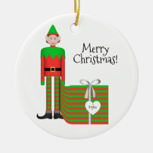 Ornamento del duende del navidad - paquete rayado