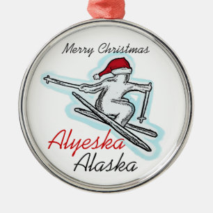 Ornamento del esquiador del gorra de Alyeska