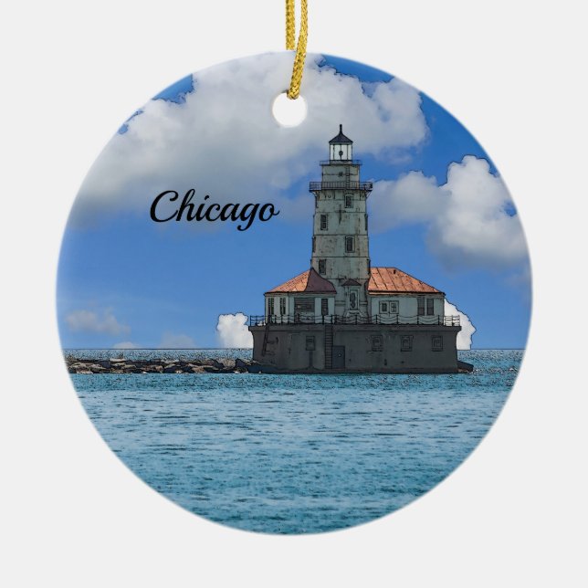 Ornamento del faro de Chicago Harbour (Frente)