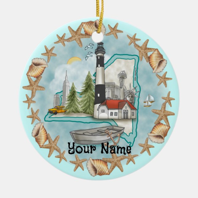 Ornamento del faro de New York Shells (Frente)