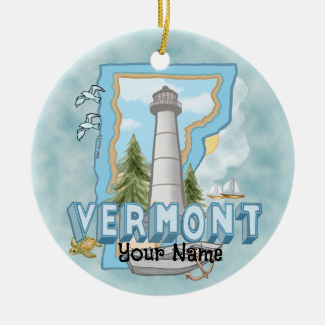 Ornamento del faro de Vermont (Frente)