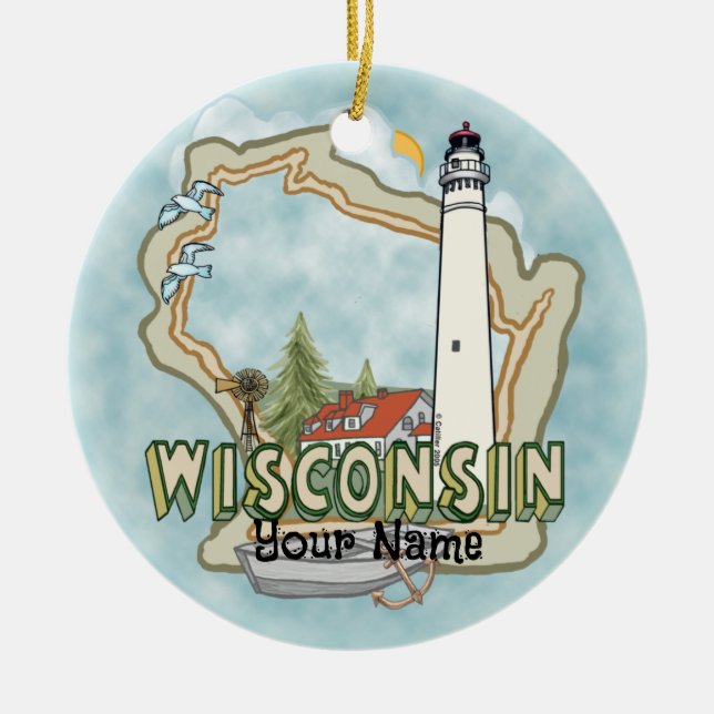 Ornamento del faro de Wisconsin (Frente)