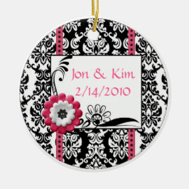 Ornamento del favor de la boda blanca y negra